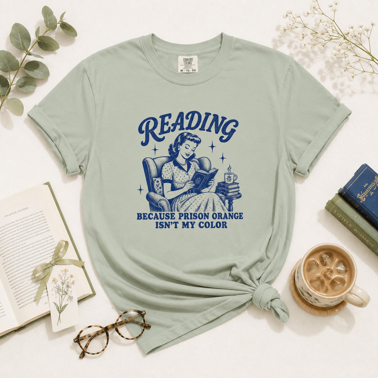 Reading Because Prison Orange Isn't My Color Graphic Tee - T - SHIRT - TheSpinedLife