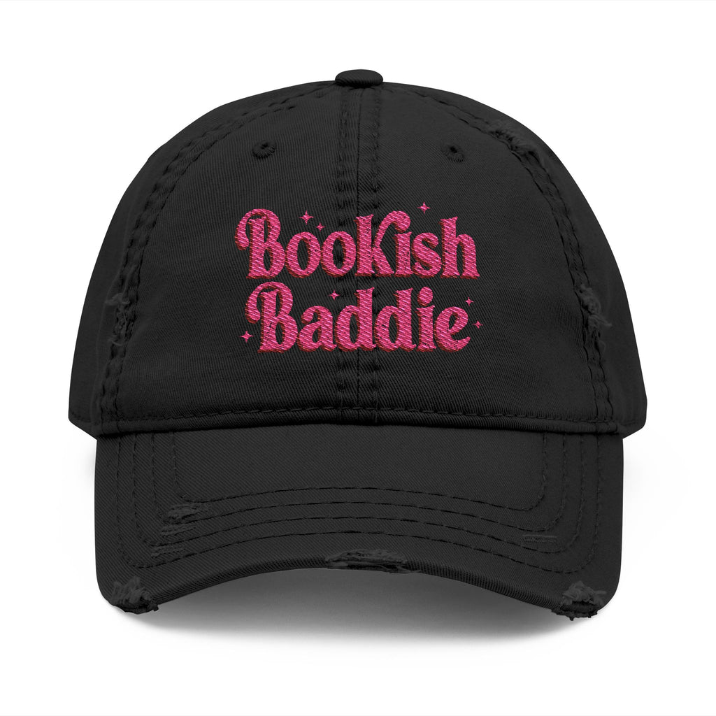 Bookish Baddie Embroidered Distressed Hat - Hats - TheSpinedLife