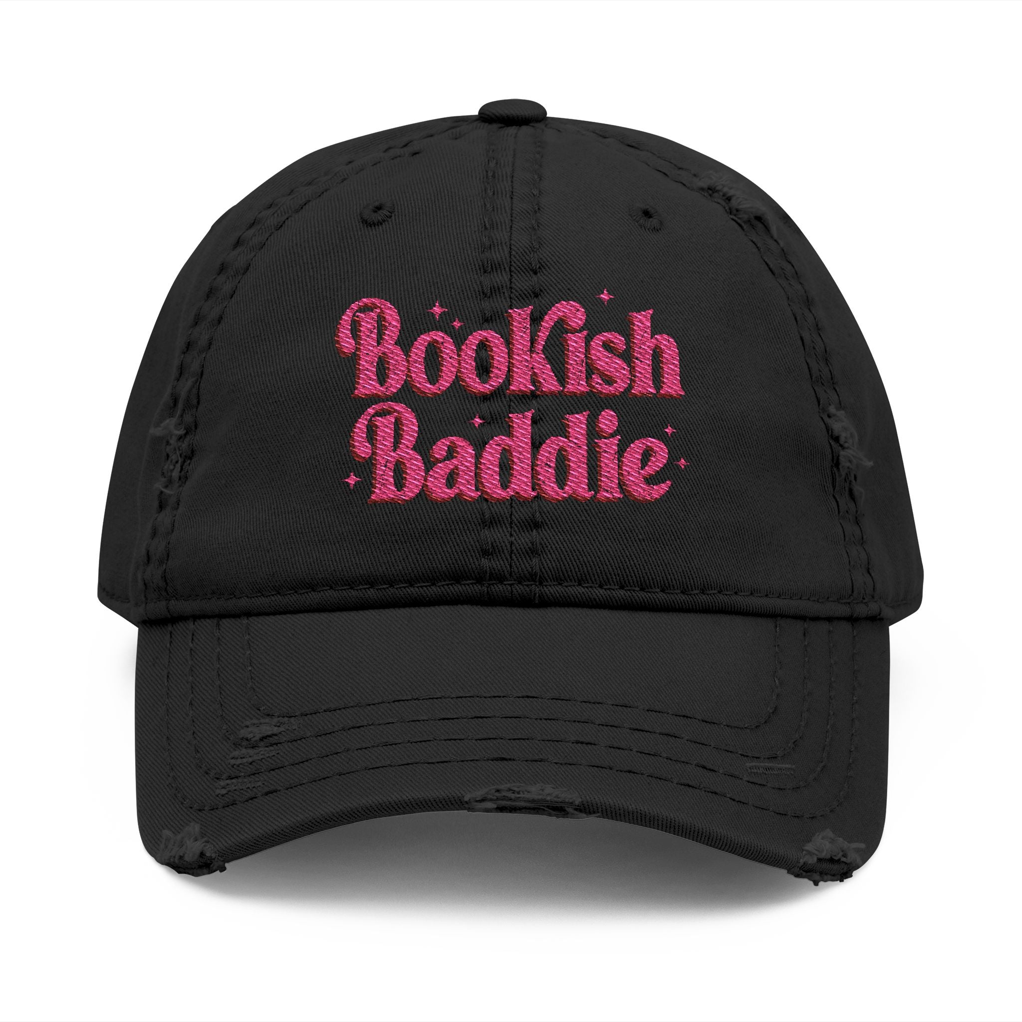 Bookish Baddie Embroidered Distressed Hat - Hats - TheSpinedLife