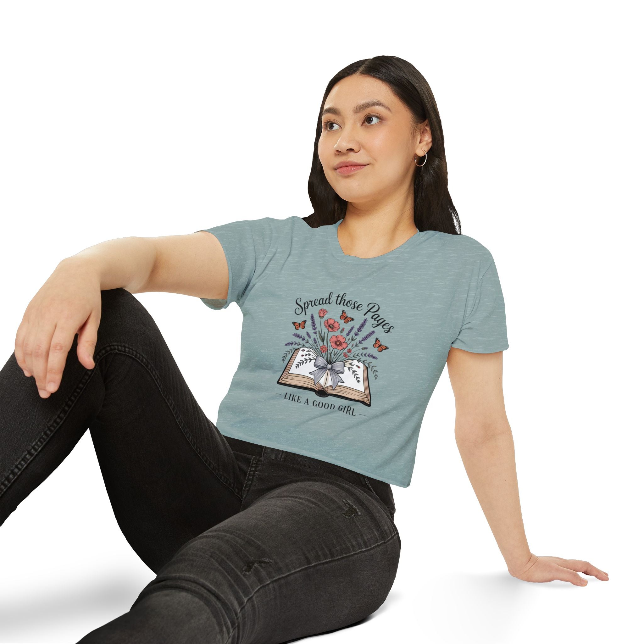 Spread Those Pages Like a Good Girl Bookish Crop Top - T-Shirt - TheSpinedLife