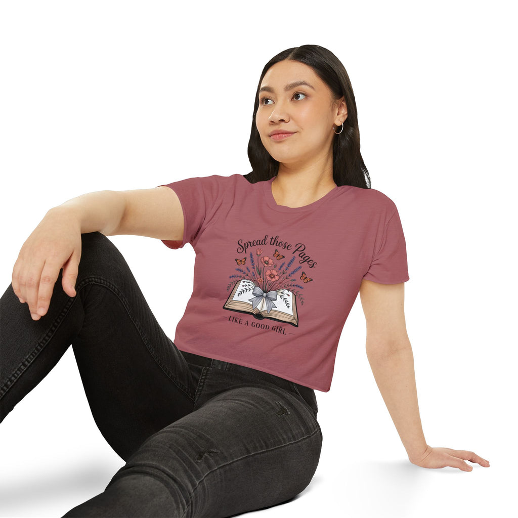Spread Those Pages Like a Good Girl Bookish Crop Top - T-Shirt - TheSpinedLife