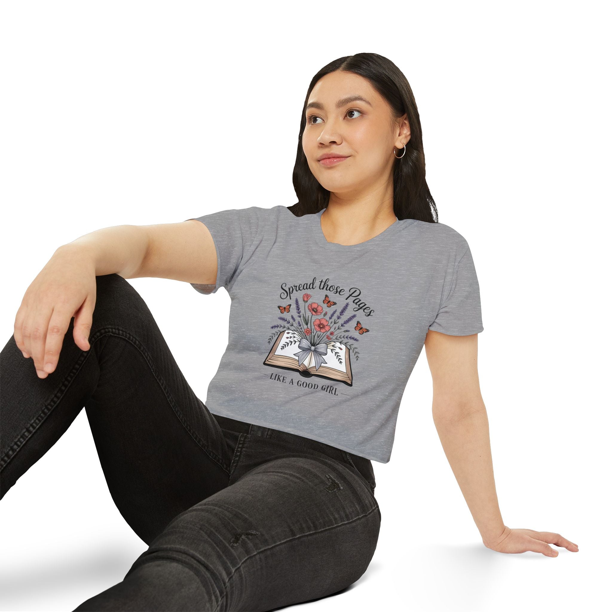 Spread Those Pages Like a Good Girl Bookish Crop Top - T-Shirt - TheSpinedLife