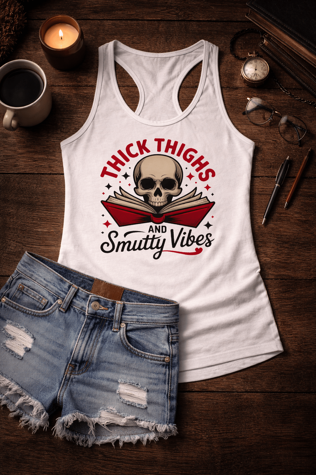 The "Thick Thighs & Smutty Vibes" Racerback Tank - Tank Top - TheSpinedLife