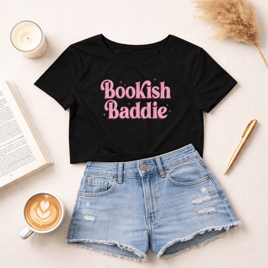 Bookish Baddie Graphic Crop Top - T-Shirt - TheSpinedLife