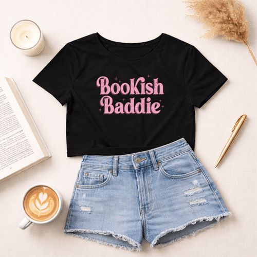 Bookish Baddie Graphic Crop Top - T-Shirt - TheSpinedLife
