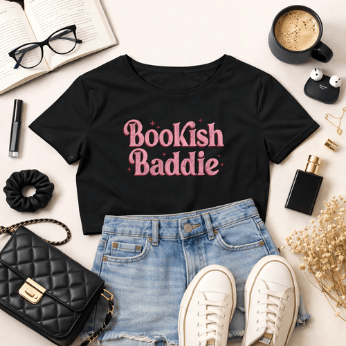 Bookish Baddie Graphic Crop Top - T-Shirt - TheSpinedLife