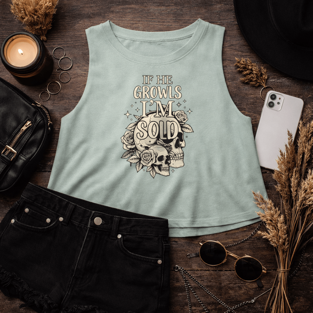 If He Growls I'm Sold Crop Tank Top - Tank Top - TheSpinedLife