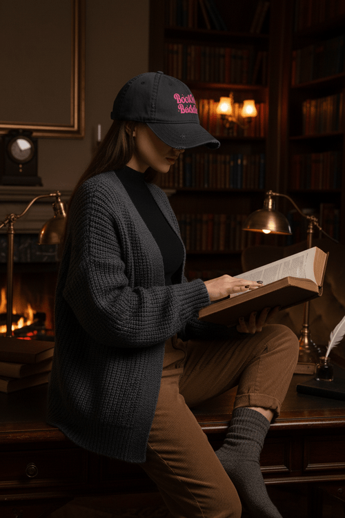 Bookish Baddie Embroidered Distressed Hat - Hats - TheSpinedLife