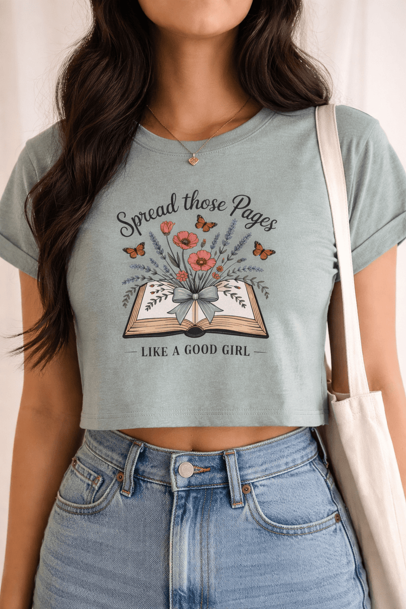 Spread Those Pages Like a Good Girl Bookish Crop Top - T-Shirt - TheSpinedLife