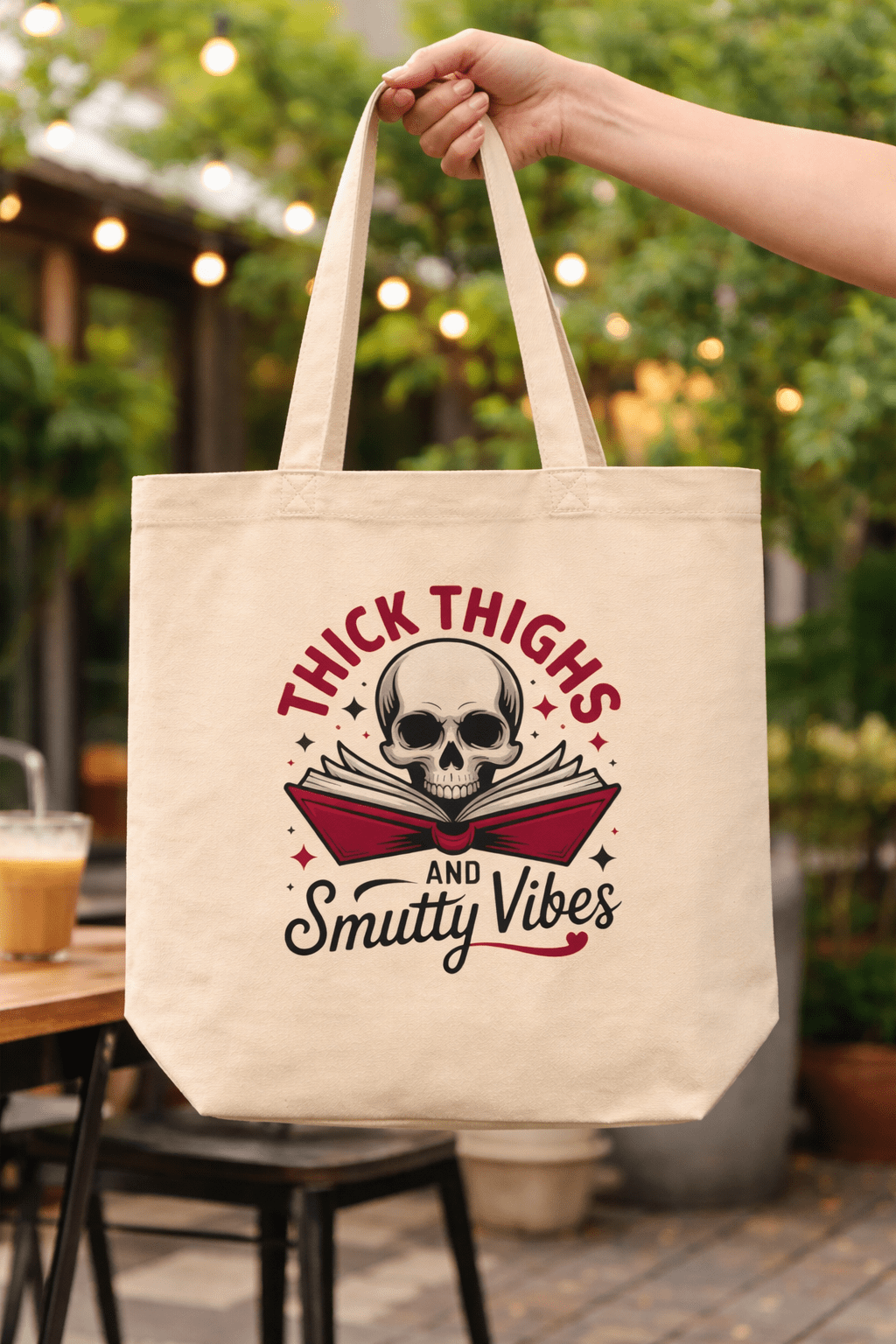 Thick Thighs & Smutty Vibes | Organic Canvas Book Tote - Tote Bag - TheSpinedLife