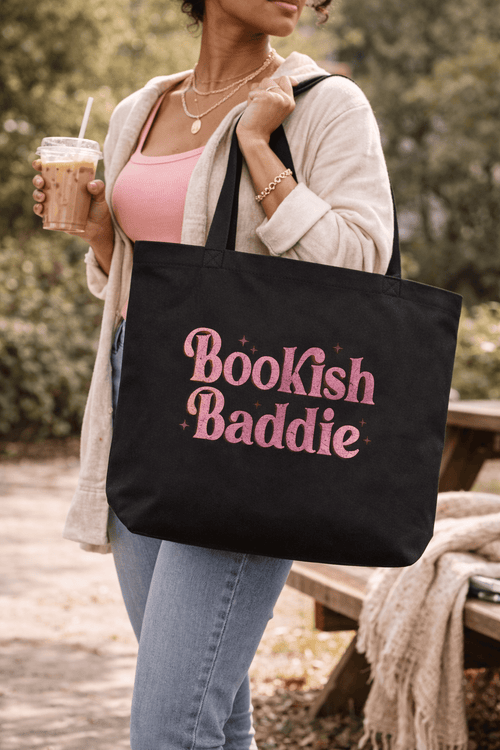 Bookish Baddie | Large Organic Canvas Tote Bag - Tote Bag - TheSpinedLife