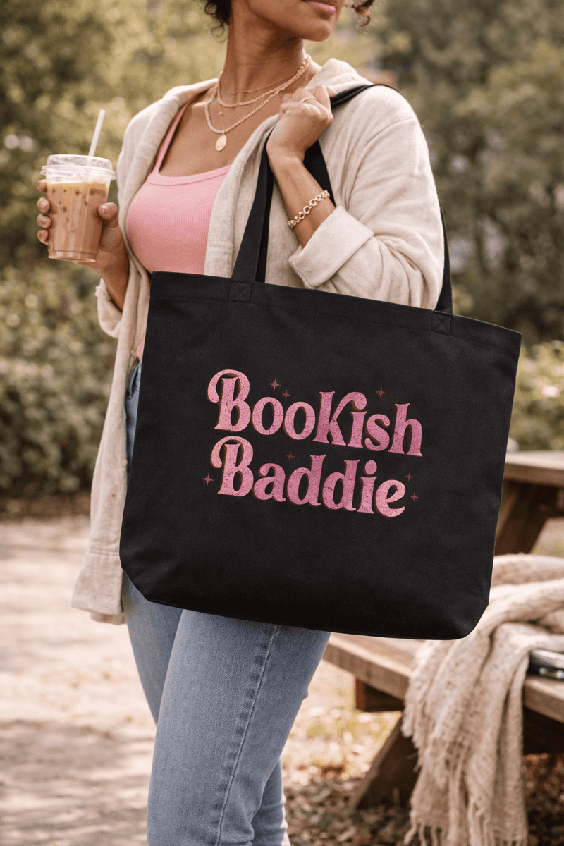 Bookish Baddie | Large Organic Canvas Tote Bag - Tote Bag - TheSpinedLife
