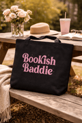 Bookish Baddie | Large Organic Canvas Tote Bag - Tote Bag - TheSpinedLife