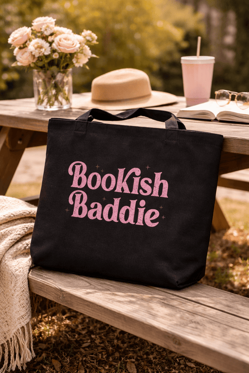 Bookish Baddie | Large Organic Canvas Tote Bag - Tote Bag - TheSpinedLife