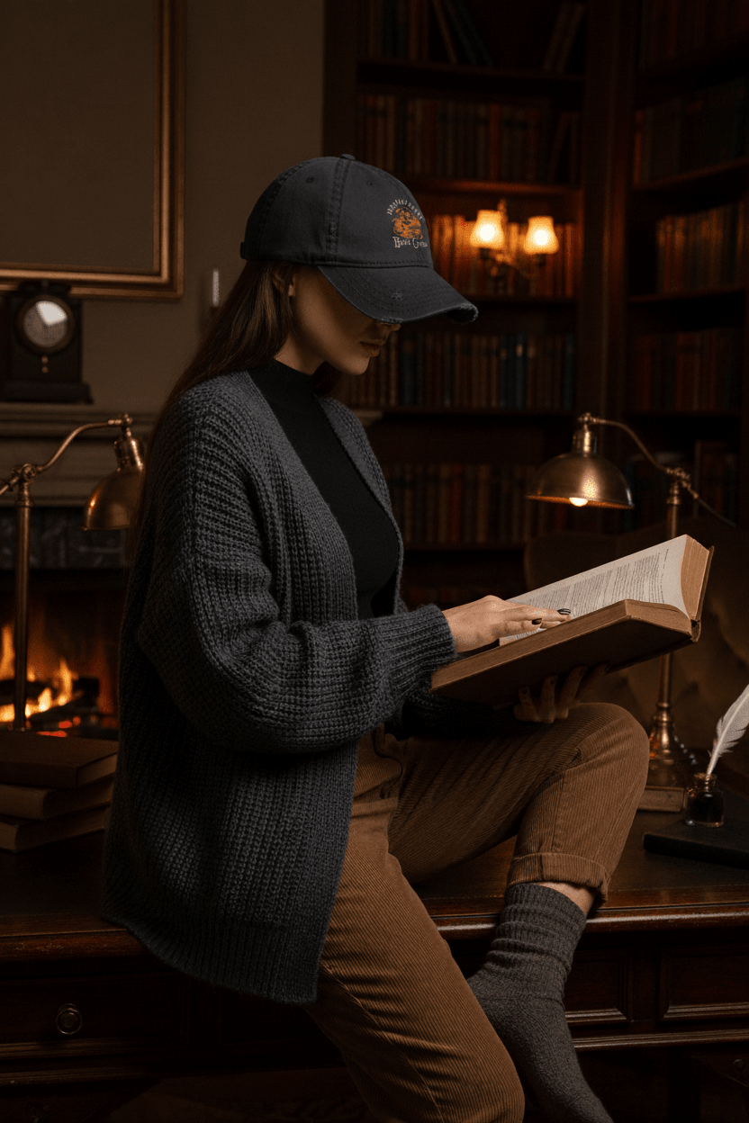 Morally Grey Book Club Embroidered Distressed Hat - Hats - TheSpinedLife