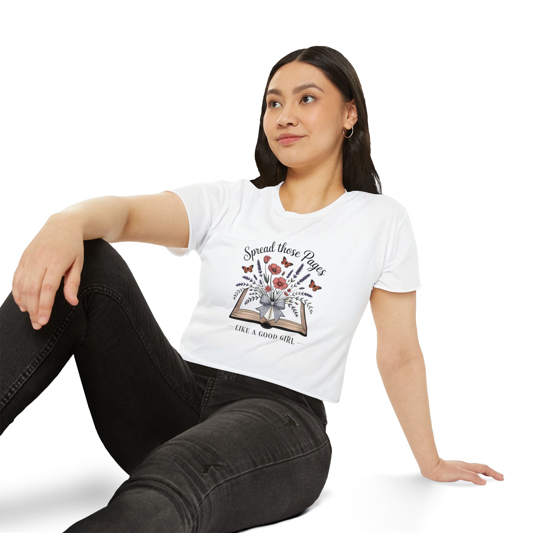 Spread Those Pages Like a Good Girl Bookish Crop Top - T-Shirt - TheSpinedLife