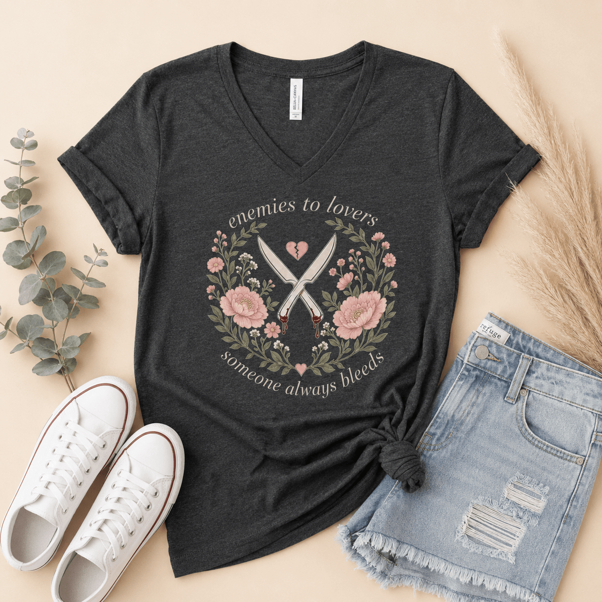 Enemies to Lovers V-Neck - T-SHIRT - TheSpinedLife