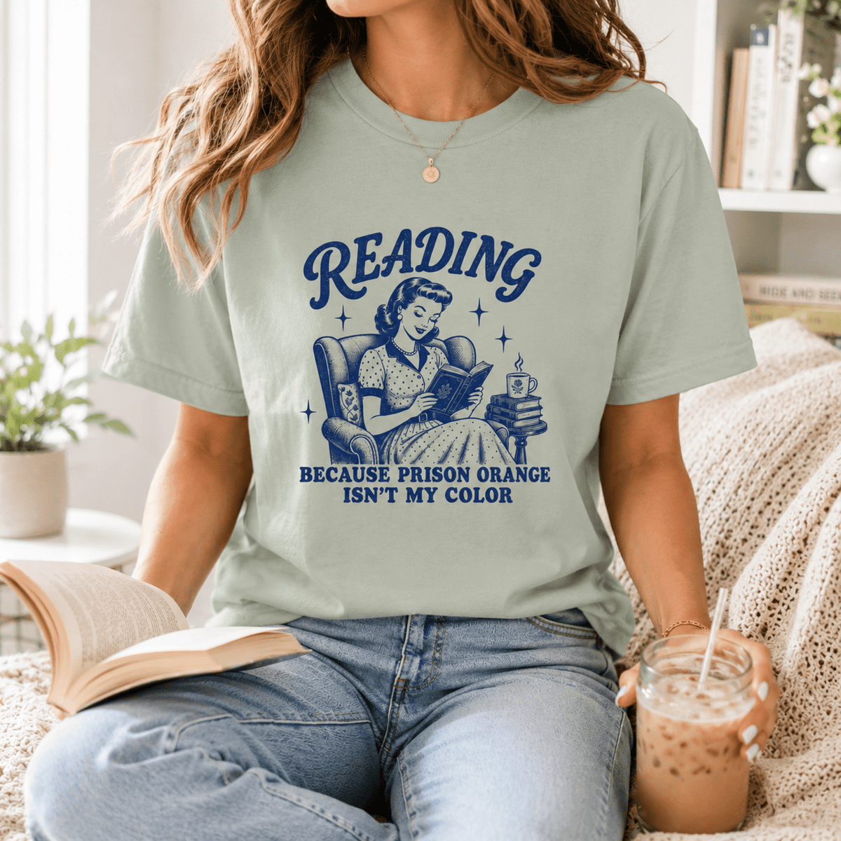 Reading Because Prison Orange Isn't My Color Graphic Tee - T - SHIRT - TheSpinedLife