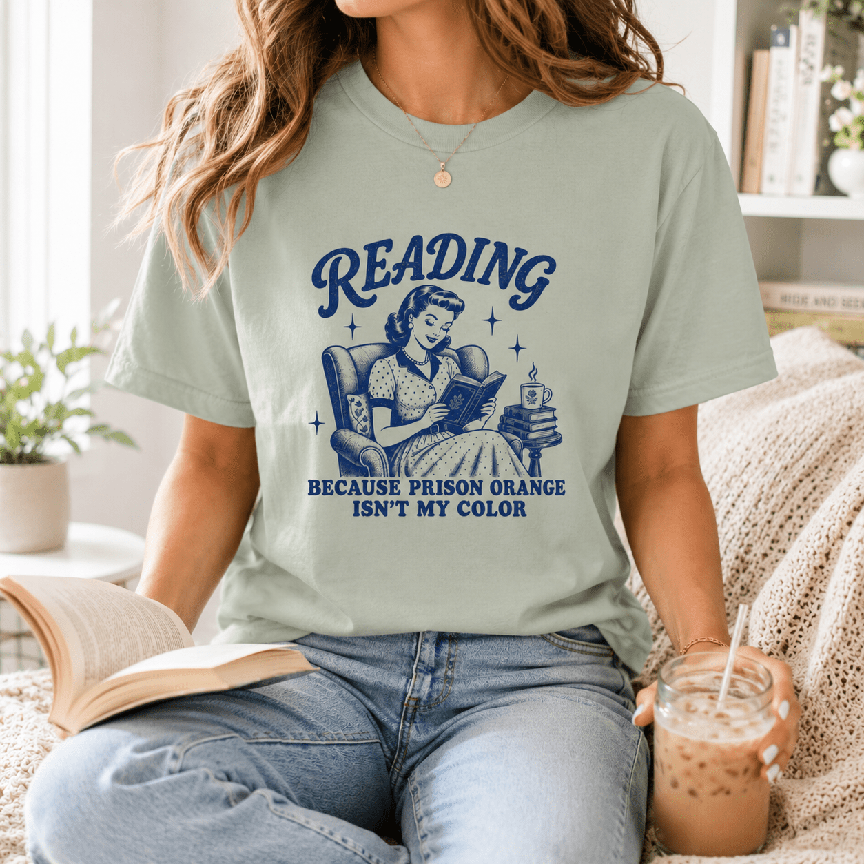 Reading Because Prison Orange Isn't My Color Graphic Tee - T - SHIRT - TheSpinedLife