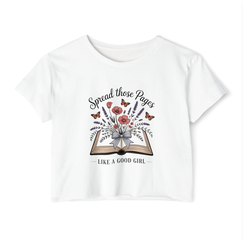 Spread Those Pages Like a Good Girl Bookish Crop Top - T-Shirt - TheSpinedLife