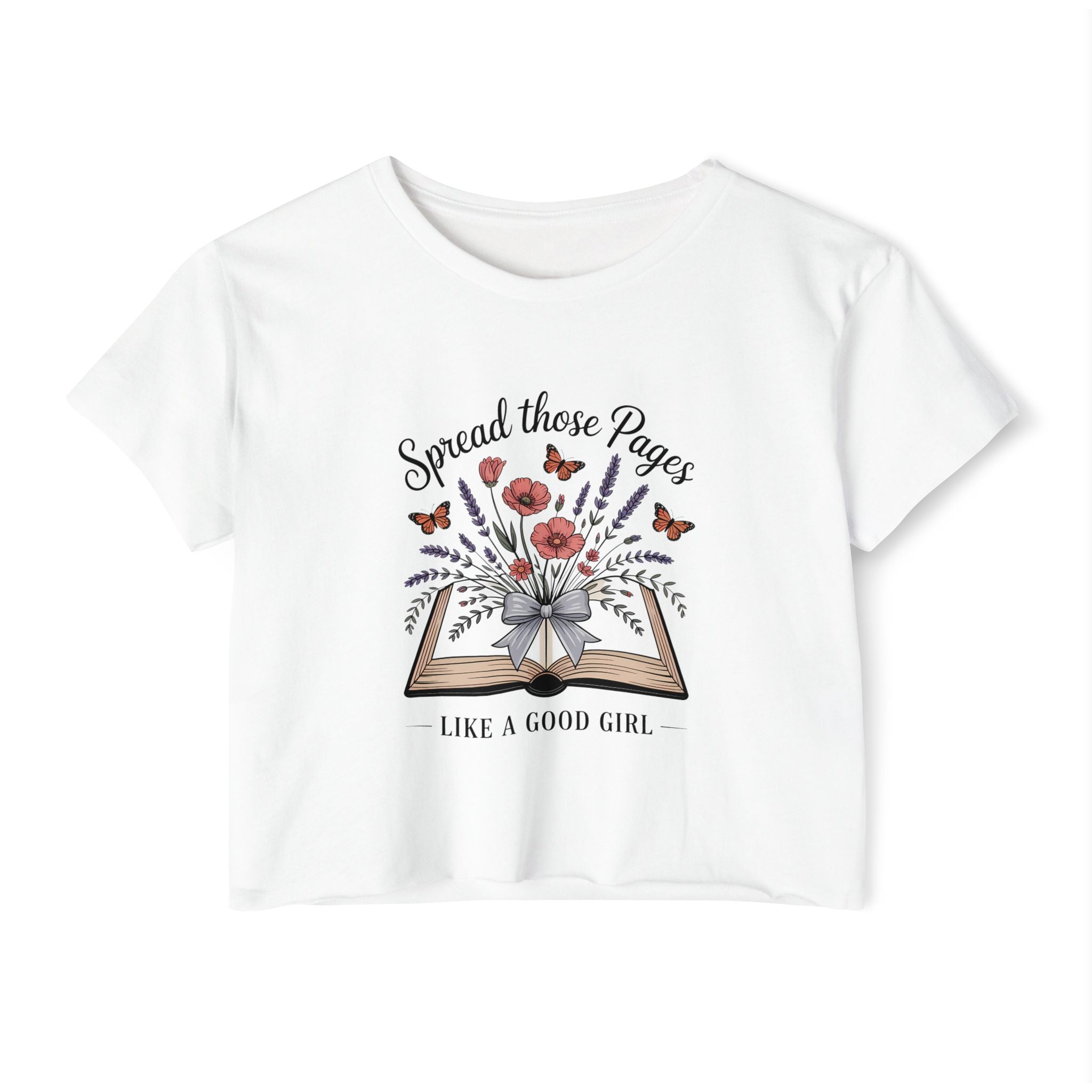 Spread Those Pages Like a Good Girl Bookish Crop Top - T-Shirt - TheSpinedLife