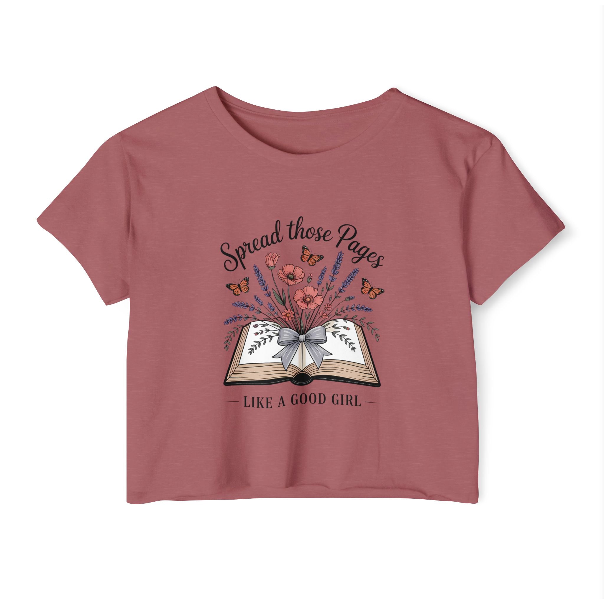 Spread Those Pages Like a Good Girl Bookish Crop Top - T-Shirt - TheSpinedLife