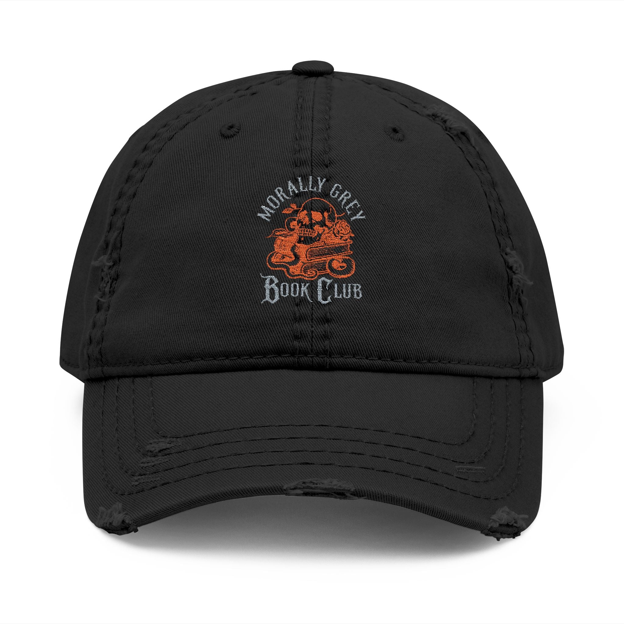 Morally Grey Book Club Embroidered Distressed Hat - Hats - TheSpinedLife