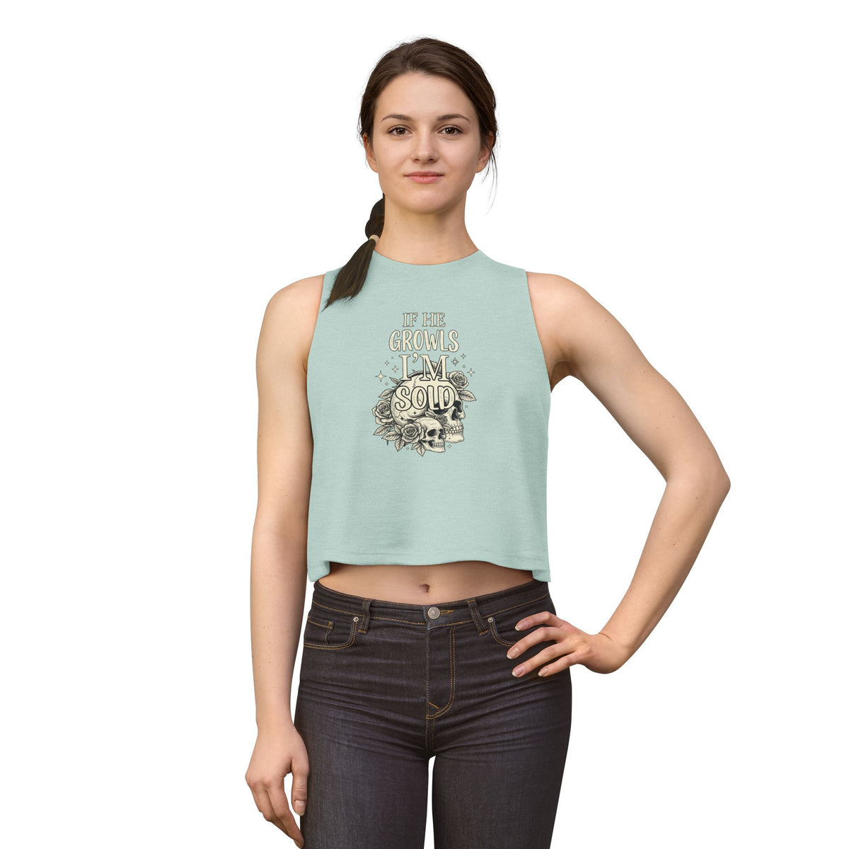 If He Growls I'm Sold Crop Tank Top - Tank Top - TheSpinedLife