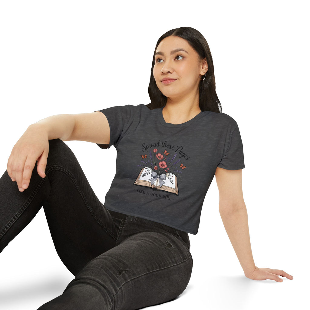 Spread Those Pages Like a Good Girl Bookish Crop Top - T-Shirt - TheSpinedLife