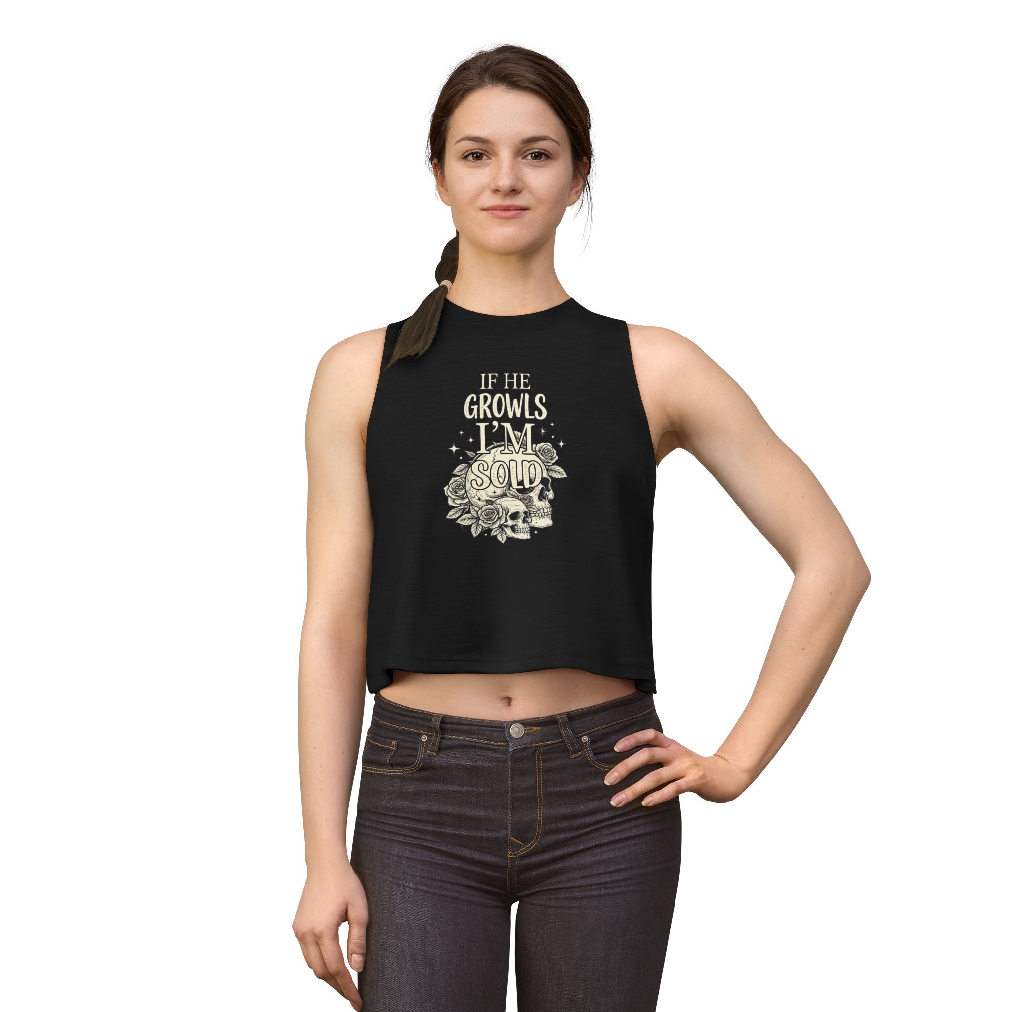 If He Growls I'm Sold Crop Tank Top - Tank Top - TheSpinedLife