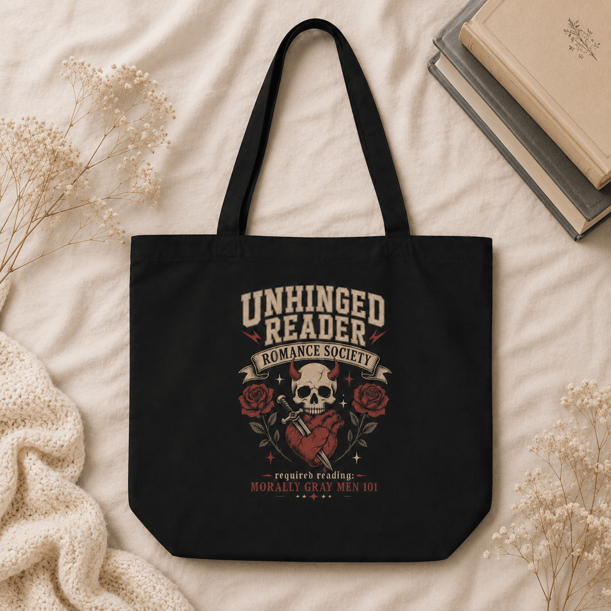 Unhinged Reader Romance Society Large Tote Bag - Tote Bag - TheSpinedLife