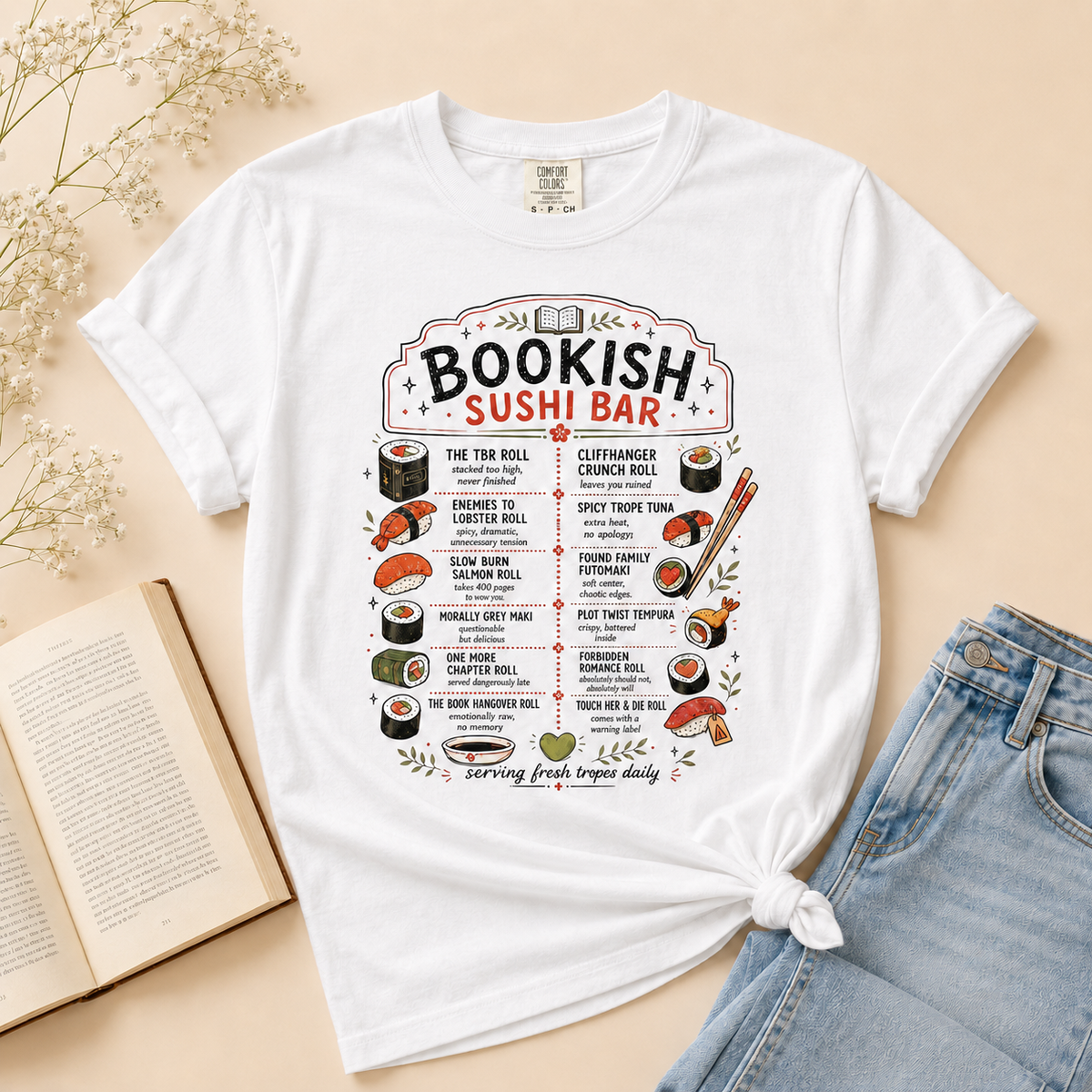 Bookish Sushi Bar Tee | Serving Fresh Tropes Daily