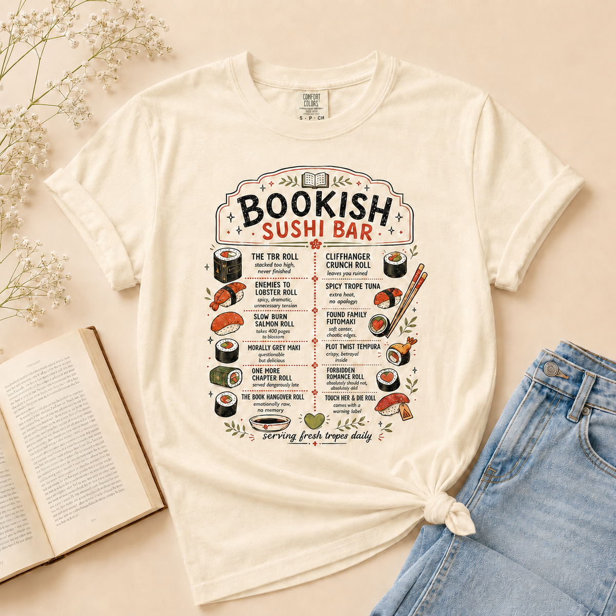 Bookish Sushi Bar Tee | Serving Fresh Tropes Daily