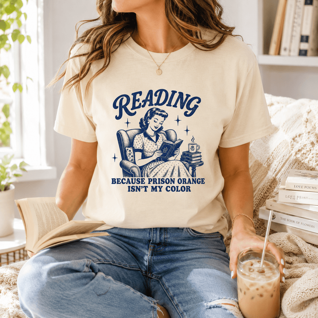 Reading Because Prison Orange Isn't My Color Graphic Tee - T - SHIRT - TheSpinedLife