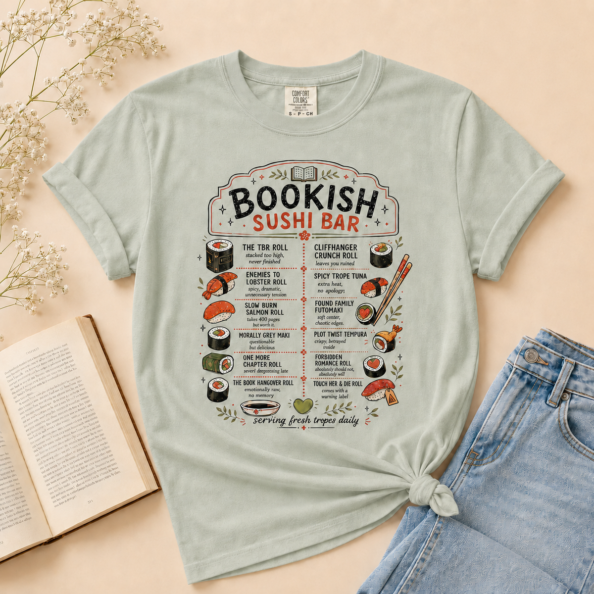 Bookish Sushi Bar Tee | Serving Fresh Tropes Daily