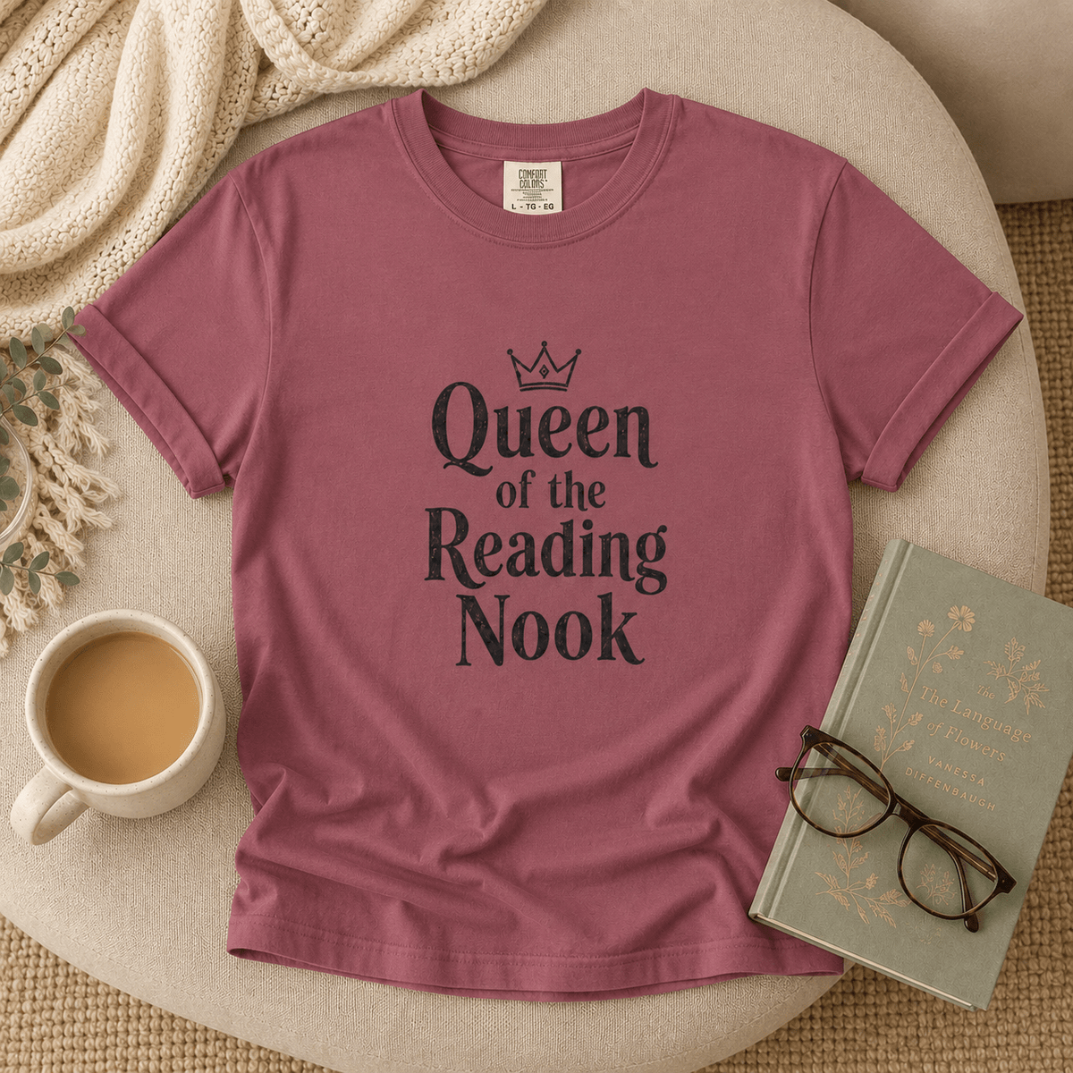 Queen of the Reading Nook Graphic Tee - T - SHIRT - TheSpinedLife