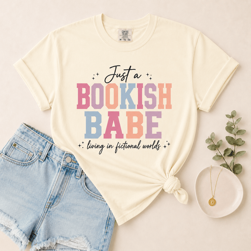 Just a Bookish Babe | Living in Fictional Worlds Tee - T - SHIRT - TheSpinedLife