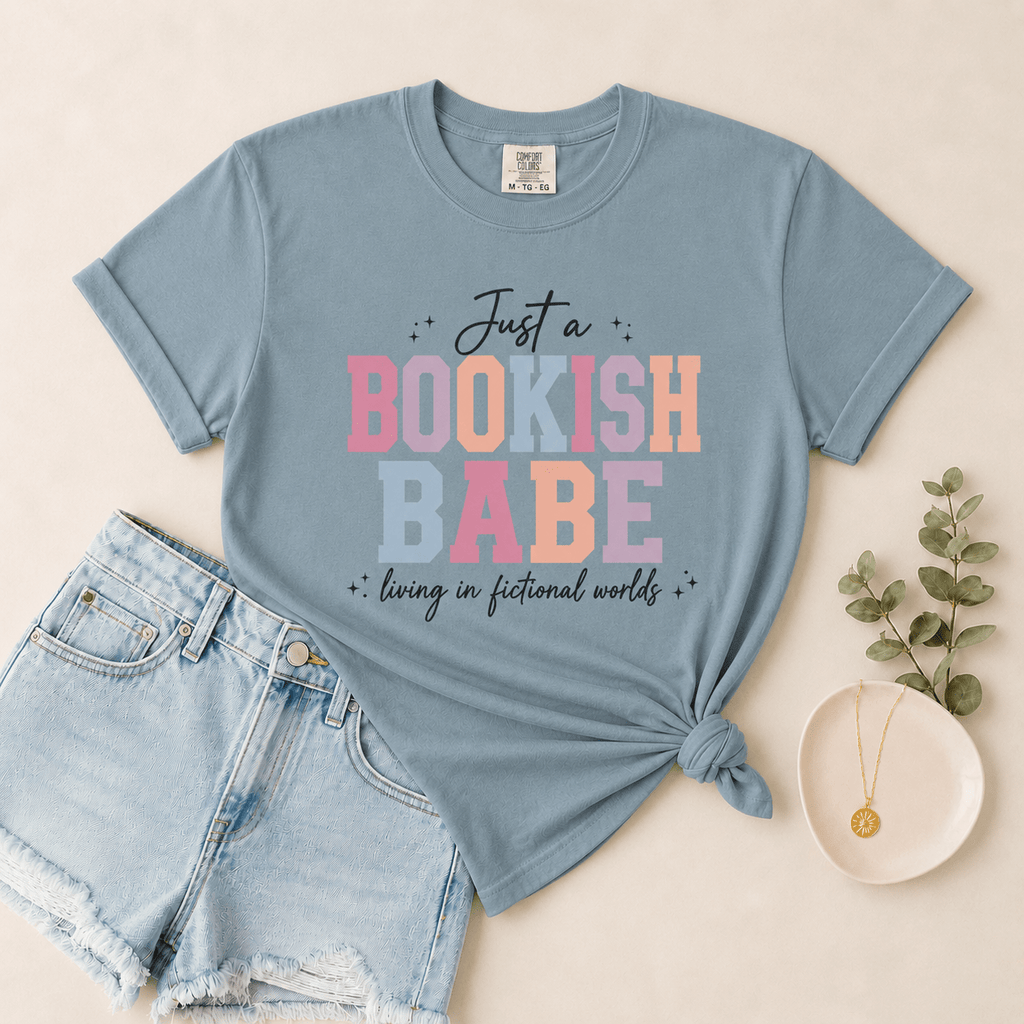 Just a Bookish Babe | Living in Fictional Worlds Tee - T - SHIRT - TheSpinedLife
