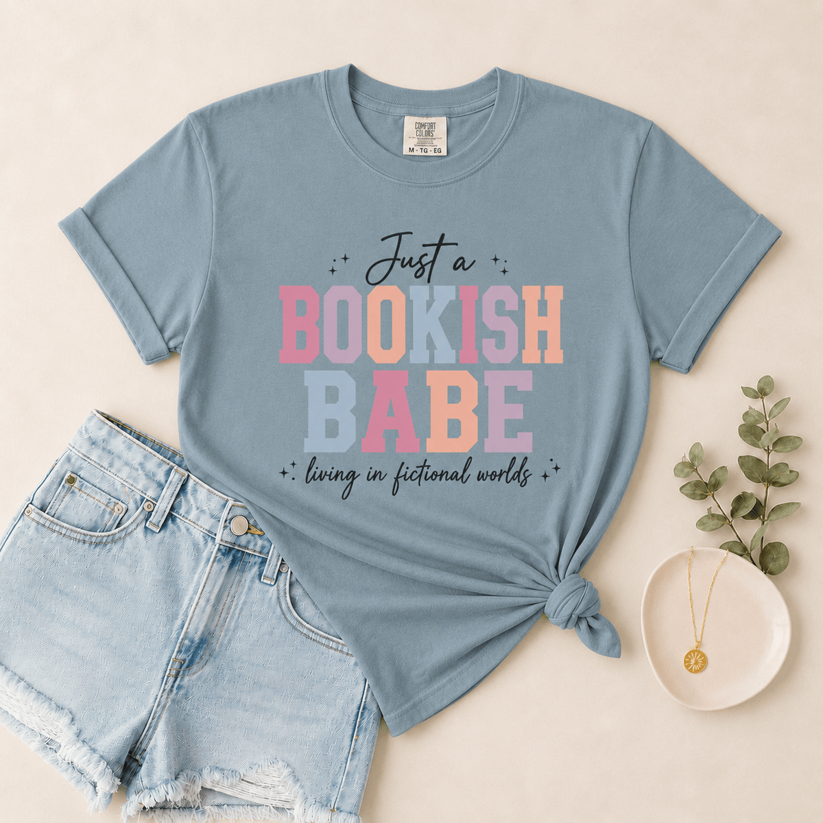 Just a Bookish Babe | Living in Fictional Worlds Tee - T - SHIRT - TheSpinedLife