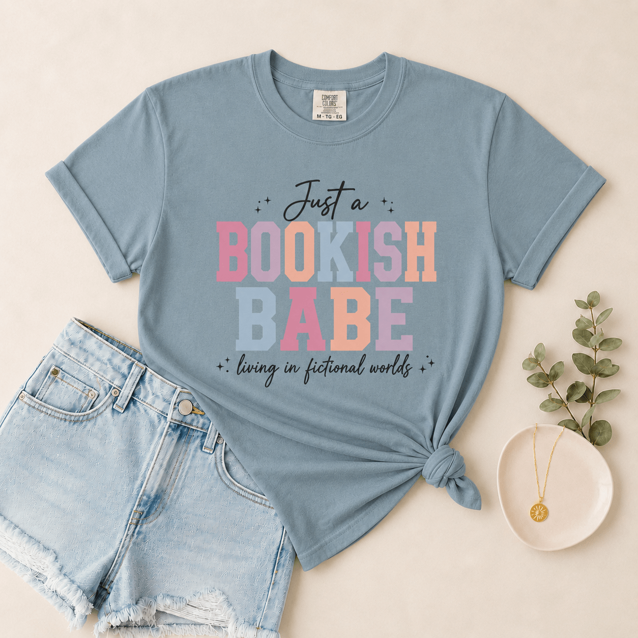 Just a Bookish Babe | Living in Fictional Worlds Tee - T - SHIRT - TheSpinedLife