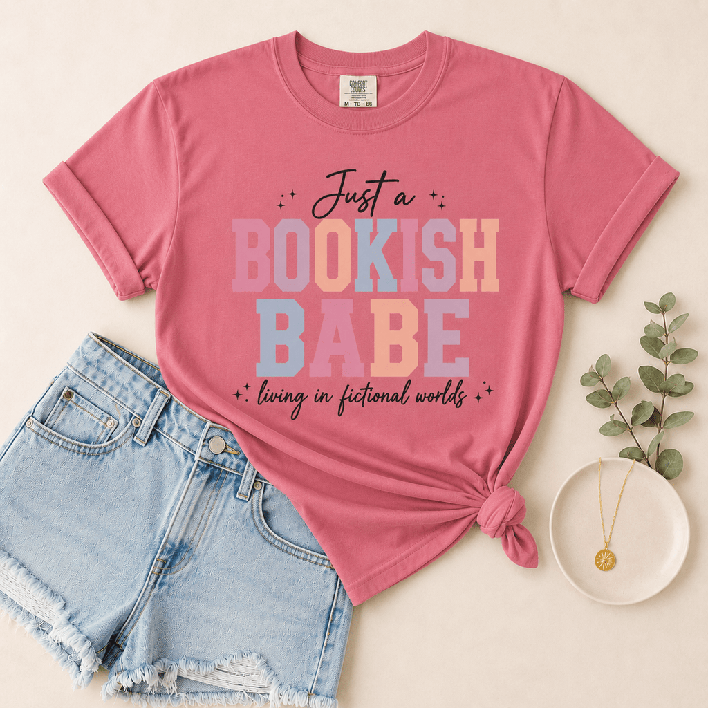 Just a Bookish Babe | Living in Fictional Worlds Tee - T - SHIRT - TheSpinedLife