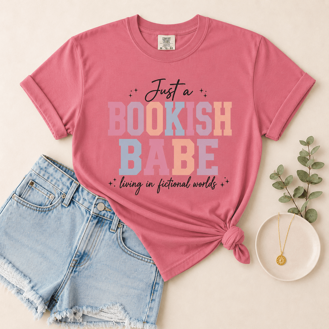 Just a Bookish Babe | Living in Fictional Worlds Tee - T - SHIRT - TheSpinedLife
