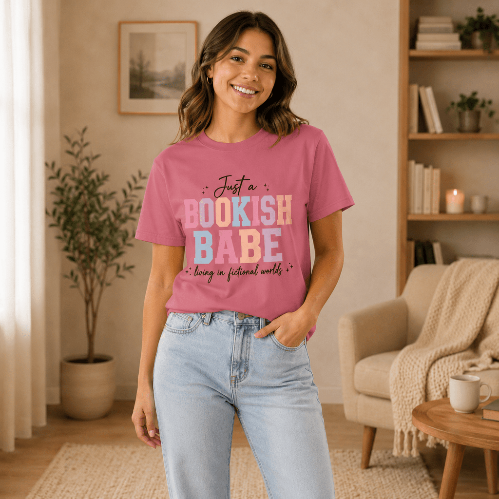 Just a Bookish Babe | Living in Fictional Worlds Tee - T - SHIRT - TheSpinedLife