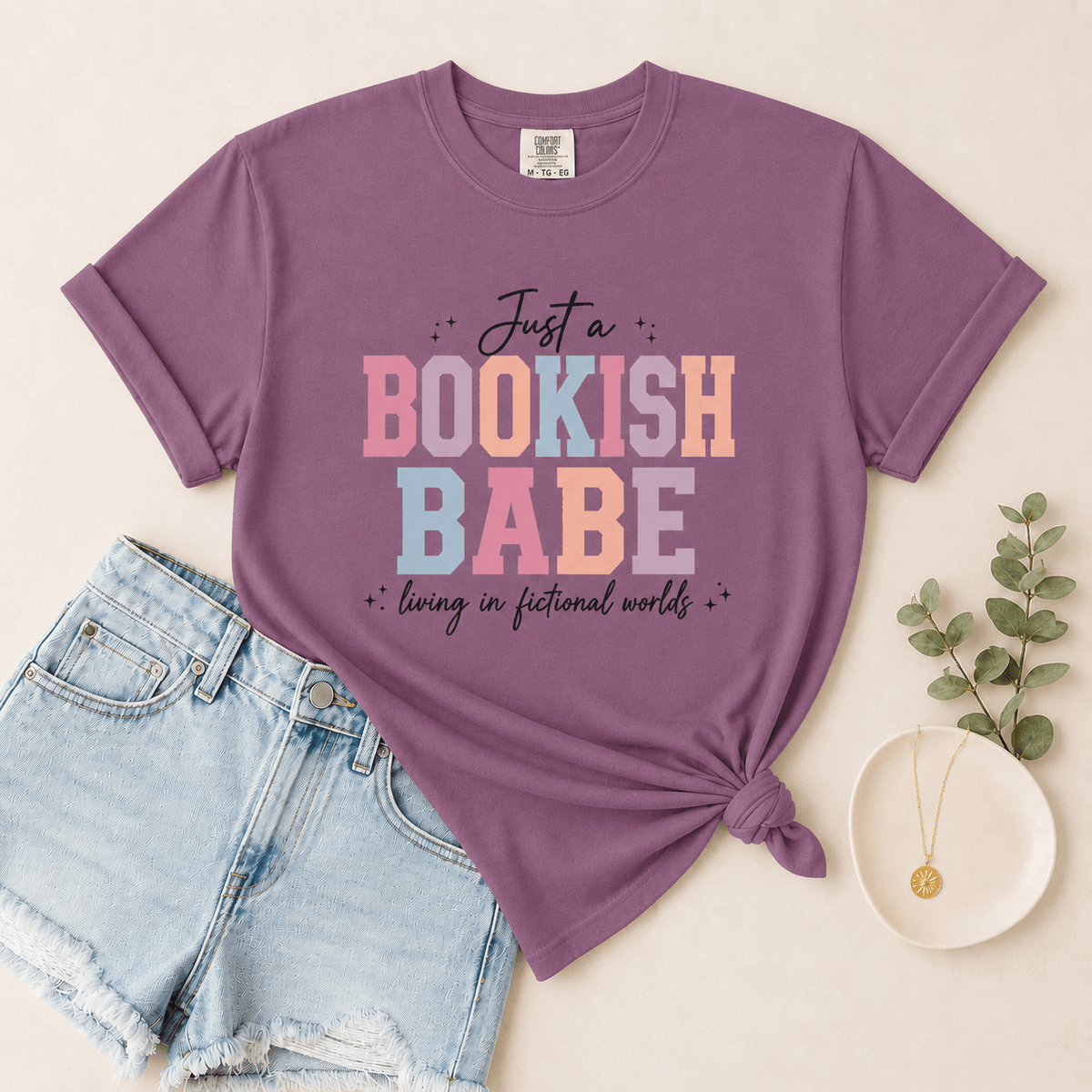 Just a Bookish Babe | Living in Fictional Worlds Tee - T - SHIRT - TheSpinedLife