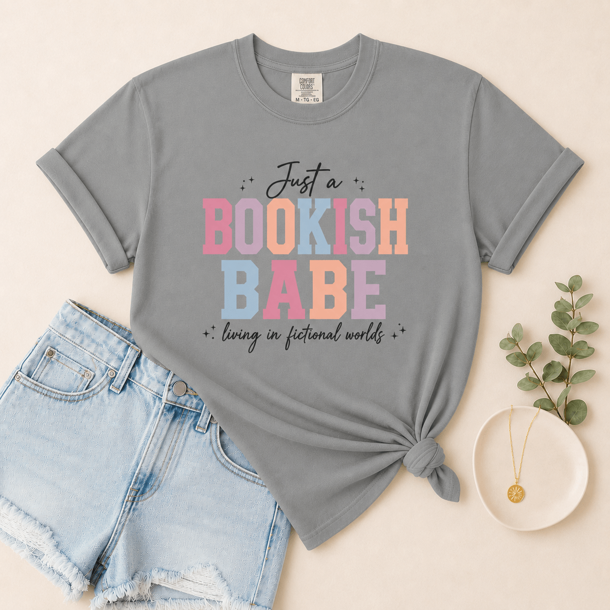 Just a Bookish Babe | Living in Fictional Worlds Tee - T - SHIRT - TheSpinedLife