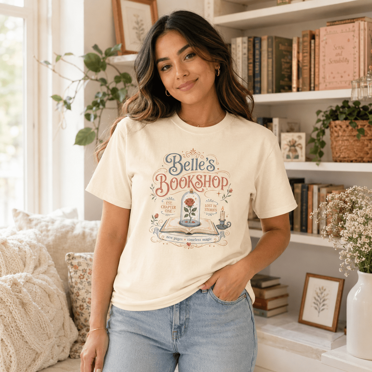 Belle's Bookshop Graphic Tee - T - SHIRT - TheSpinedLife