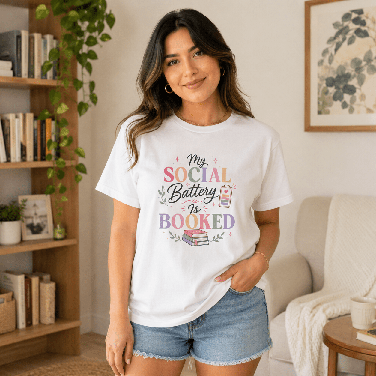 My Social Battery Is Booked Graphic Tee - T - SHIRT - TheSpinedLife