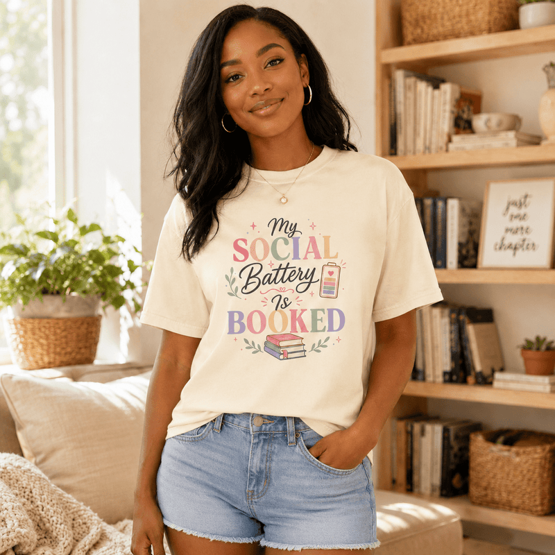 My Social Battery Is Booked Graphic Tee - T - SHIRT - TheSpinedLife