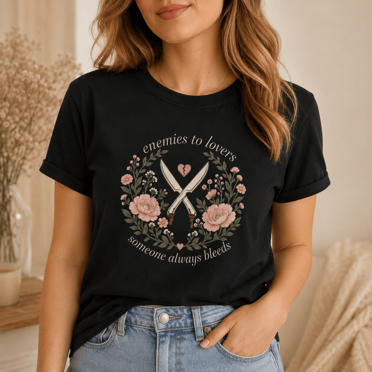 Enemies to Lovers Someone Always Bleeds Graphic Tee - T - SHIRT - TheSpinedLife