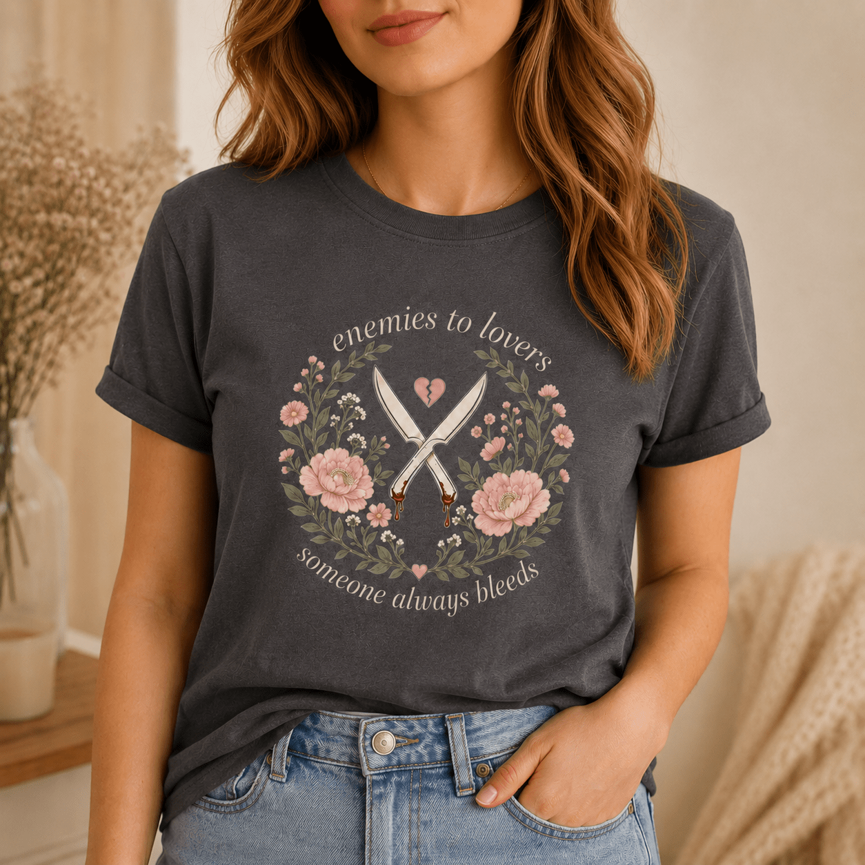 Enemies to Lovers Someone Always Bleeds Graphic Tee - T - SHIRT - TheSpinedLife